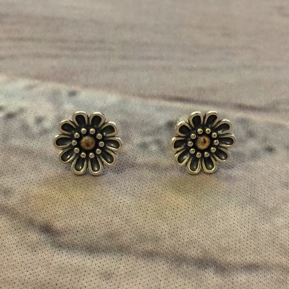 Pandora Jewelry - Pandora Daisy Flower Earring Studs Silver and Gold